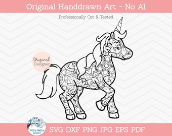 Unicorn Zentangle SVG, DXF, pdf, png, jpeg, Digital Download, Unicorn SVG, Detailed, Intricate, Zentangles, Cut File, Animal, Vinyl, Mandala