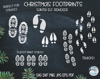 Stencil Di Babbo Natale Per Impronte - Set Con Stivali Sinistro E Destro - 30x15 Cm - Riusabili