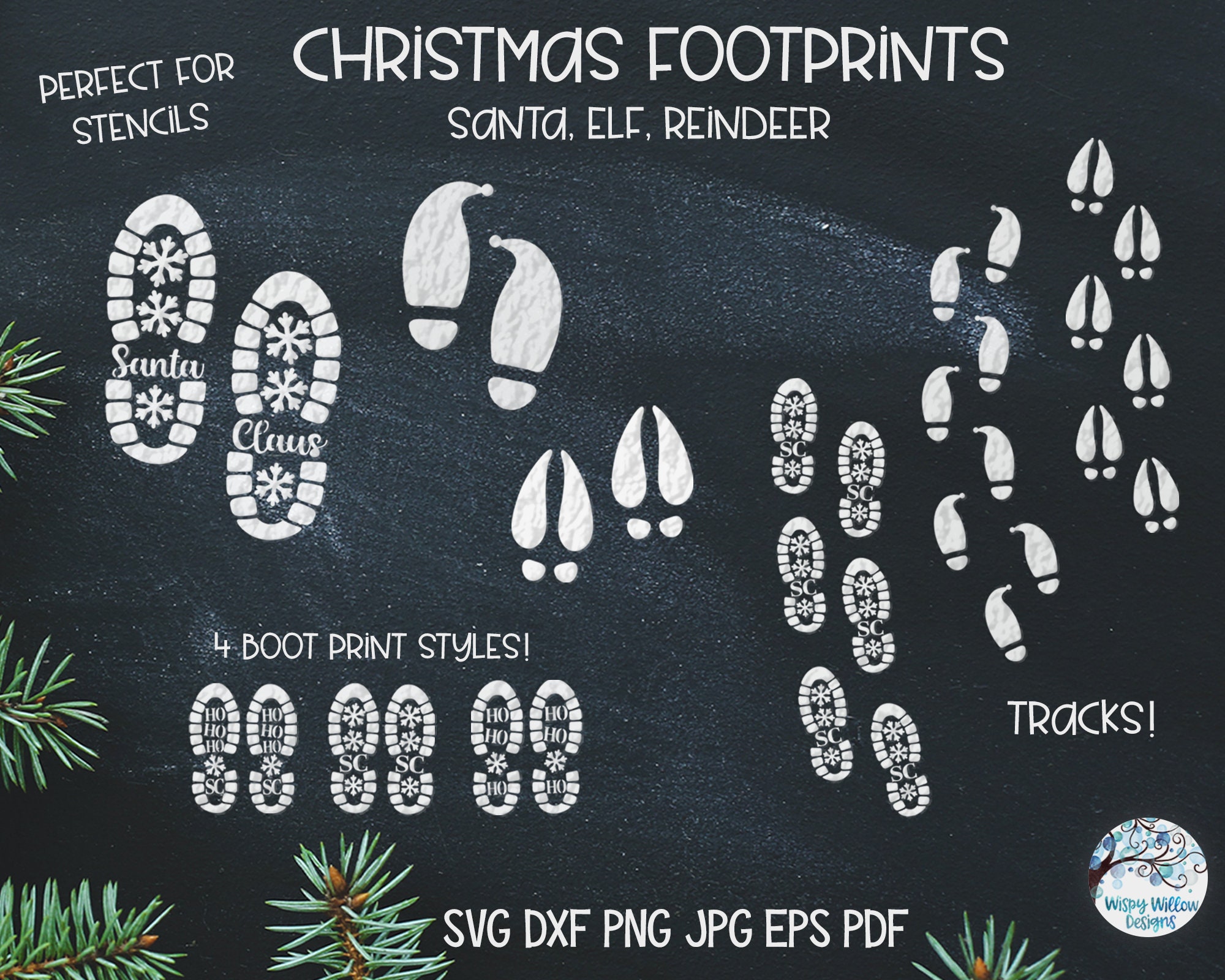 Handmade Supplies :: Digital Files & Templates :: SVG & Image Files :: Santa  Track SVG, Reindeer Track Svg, Santa Boot Print SVg, Santa Boots Svg, Santa  Shoe Prints Svg, Christmas SVG