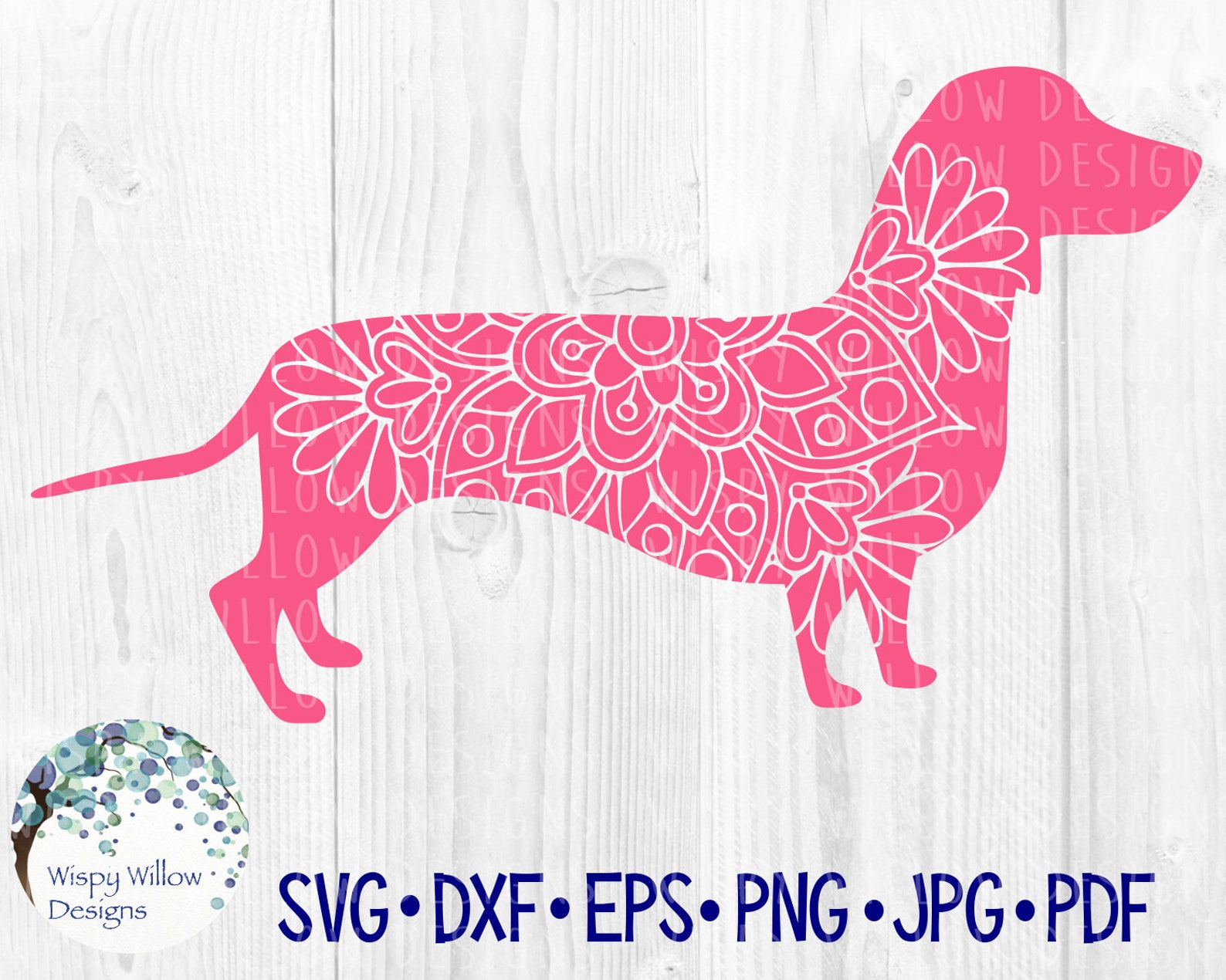 Dachshund Dog Mandala SVG DXF pdf png eps jpg Weiner | Etsy