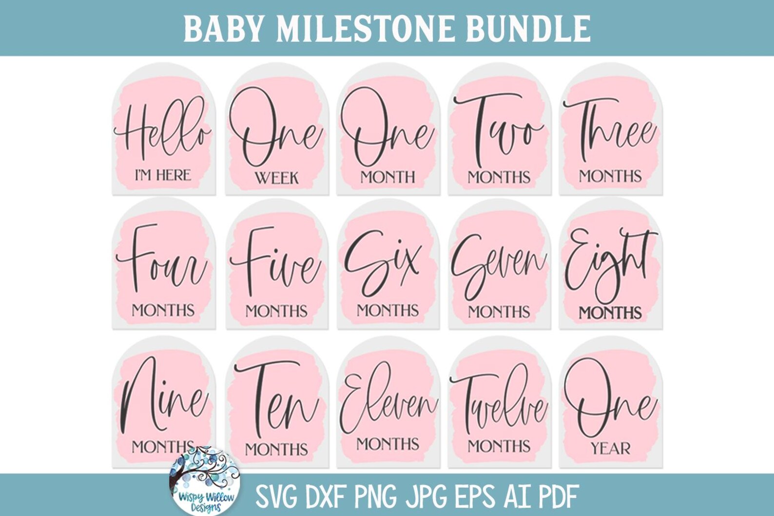 Baby Milestone SVG Bundle for Cricut, New Baby Monthly Boho Arch, Baby ...