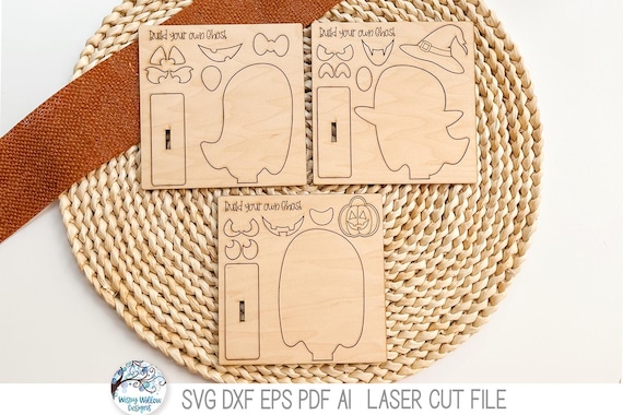 Halloween Ghost Pop Out Stand Up Kits for Laser Cutter, Build Your Own DIY Painting SVG Files, Fall Kids Coloring Bundle, Glowforge, xTool