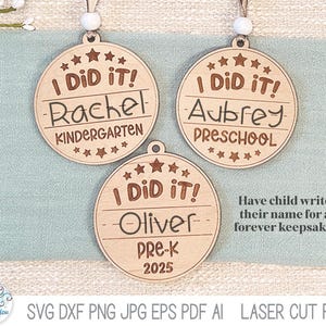 Fichier découpé au laser SVG l'obtention du diplôme d'âge préscolaire, écriture manuscrite de l'enfant, souvenir de l'obtention du diplôme, je l'ai fait, décoration de Noël de l'obtention du diplôme pour enfant de la maternelle