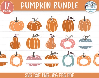 Pumpkin SVG Bundle for Cricut, Halloween Pumpkin Clipart PNG, Fall Pumpkin Monogram Frames, Autumn Gourd Vinyl Decal Files for Silhouette