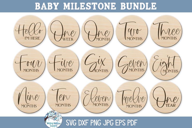 Baby Milestone SVG Bundle for Glowforge or Xtool Laser Cutter, Monthly ...