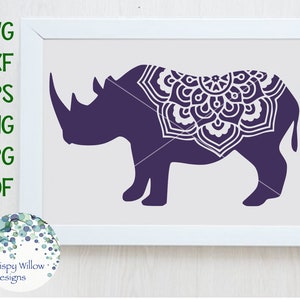 Rhinoceros Mandala SVG, Mandala Rhino Svg, Rhino Svg, Animal Mandala Svg, Mandala Animal, Mandala Rhinoceros, Vinyl Decal File for Cricut