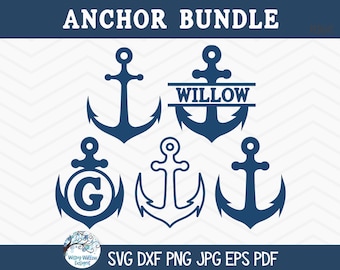 Anchor SVG Bundle for Cricut, Beach Svg, Split Boat Anchor Monogram Frame Png, Nautical Cruise Sea Ship Anchor Jpg, Vinyl Decal Cut File