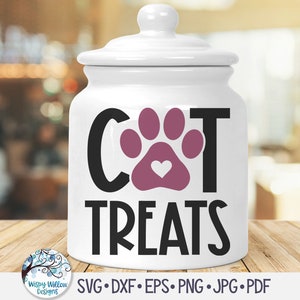 Cat Treats SVG, Cat Treat Label Svg, kat met pootafdrukken SVG, traktaties, keuken kat sticker Svg, Cat Paw Print Png, vinyl stickerbestand voor Cricut