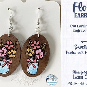 Floral Earrings Bundle, File for Glowforge or Laser Cutter, Spring Flower Earrings, Wood Earring SVG File, Flower Bouquet Dangle Earrings image 7