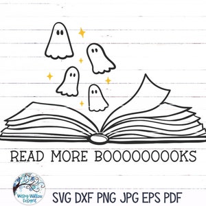 Lire plus de livres SVG pour Cricut, Funny Halloween Ghost PNG, Boo Halloween Book Design, Fall Vinyl Decal File - SVG Png Jpg Télécharger