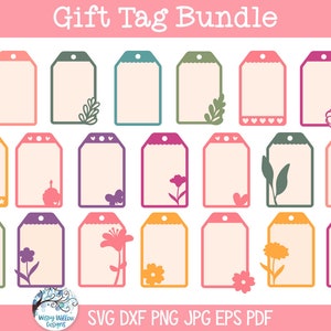 Ensemble d'étiquettes cadeau SVG pour Cricut, modèle d'étiquette de fête florale, étiquette cadeau en papier fleur pour cadeaux, étiquette en papier cartonné, fichier numérique à télécharger