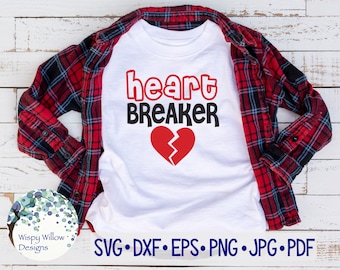 Heart Breaker SVG, Valentine's Day, DXF, png, eps, jpg, Boy, Boy's Shirt, Baby, Valentine Shirt, Valentine svg, Heart Breaker, Iron On, File