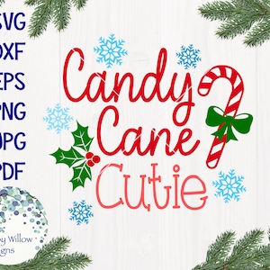 Candy Cane Cutie Christmas SVG File for Cricut, Cute Girl's Shirt Design, Baby Winter Holiday Gift, Funny Christmas Phrase, Vinyl Decal File