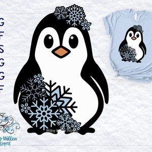 Pingüino copo de nieve SVG, DXF, PNG, pingüino mandala Svg, color, pingüino Png, sublimación, invierno Svg, Navidad Svg, animal de invierno Svg, nieve
