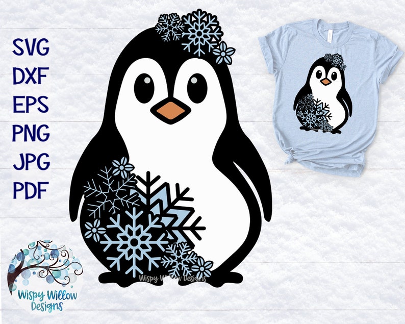 Download Snowflake Penguin SVG DXF PNG Penguin Mandala Svg Color | Etsy