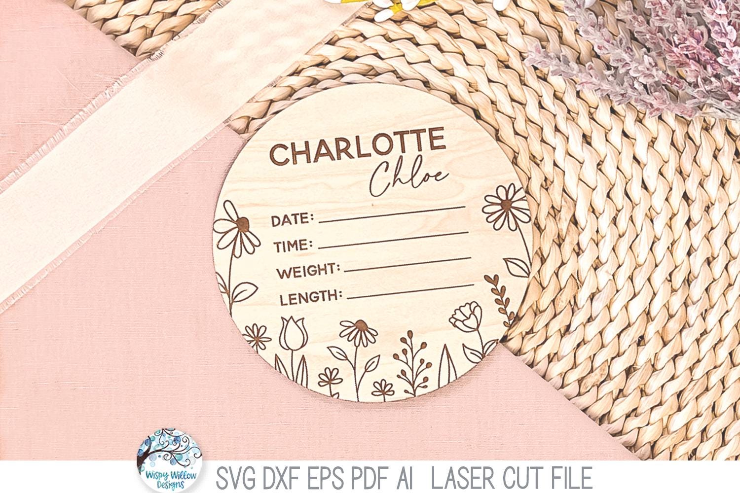Baby Girl Birth Announcement Milestone SVG File Bundle, Laser Cutter ...
