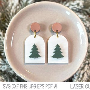 Christmas Tree Earring File SVG for Glowforge or Laser Cutter, Modern Tree Silhouette Dangle Earring Design, Laser Cut Acrylic Jewelry File