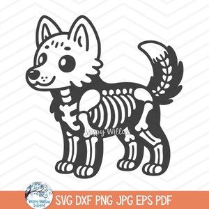 Wolf Skeleton SVG for Cricut, Pet Dog, Animal Skeleton Bones Clipart JPG, Fall Halloween Husky Puppy Dog, Cute Funny Pet Design PNG