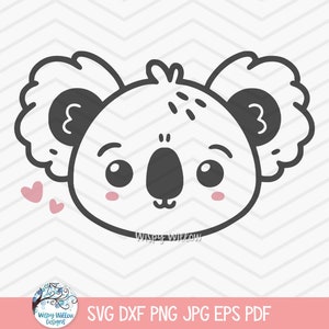 Koala SVG for Cricut, Baby Koala Bear Face, Valentine&#39;s Day, Kid&#39;s Animal Love Clipart, Cute Australian Animal PNG JPG, Baby Shower, Nursery