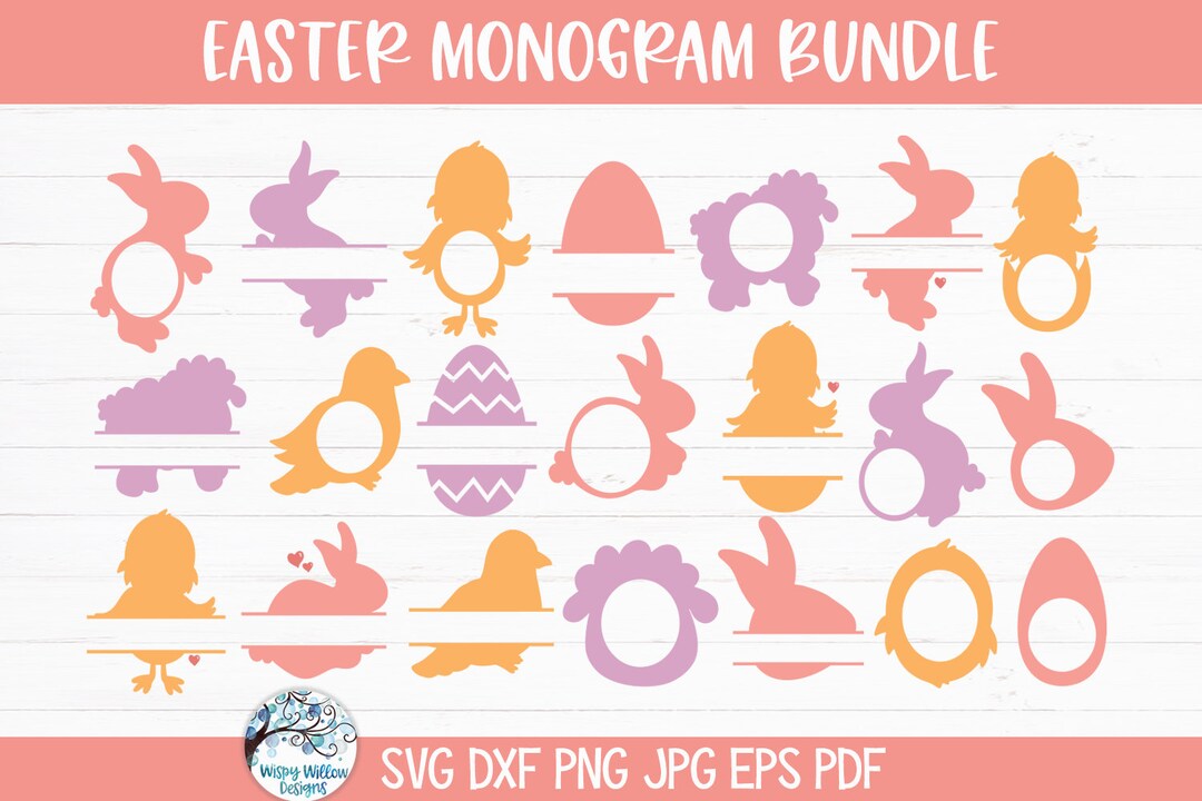 Easter Monogram SVG Bundle for Cricut, Bunny Monogram for Personalized ...