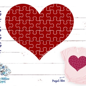 Hart puzzel SVG, puzzelstukje gesneden bestand, autisme hart puzzel, hart puzzel silhouet, puzzel sjabloon, clipart, vinyl decal gesneden bestand