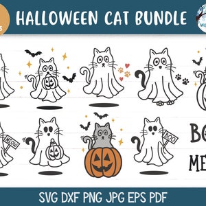 Halloween Cat SVG Bundle for Cricut, Ghost Cat, Trick Or Treat Pets, Halloween Animals, Cute Cat in Costume, Vinyl Decal Cut File Printable