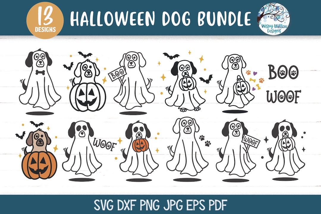 Halloween Dog SVG Bundle for Cricut, Ghost Dog, Trick or Treat Pets ...