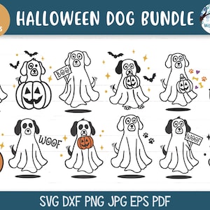 Halloween Hund SVG Bundle für Cricut, Geisterhund, Süßes oder Saures Haustiere, Halloween Tiere, süßer Hund im Kostüm, Vinyl Aufkleber Schnitt Datei zum ausdrucken