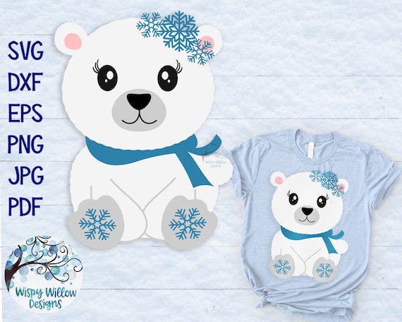 Download Polar Bear Svg Dxf Png Cute Polar Bear Svg Snowflake Etsy