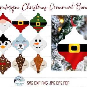 Lot de décorations de Noël Arabesque pour Cricut, ornements de carreaux animaux mignons, renne, père Noël, pingouin, gnome, elfe, renard, ours, pain d'épice