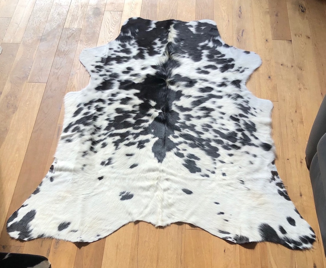 Cowhide Rug Black and White Large Etsy