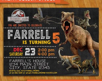 Jurassic world invitation, Personalized Invitation 5x7" or 4x6", digital invitation, invitation, jurasic world, jurassic invitation