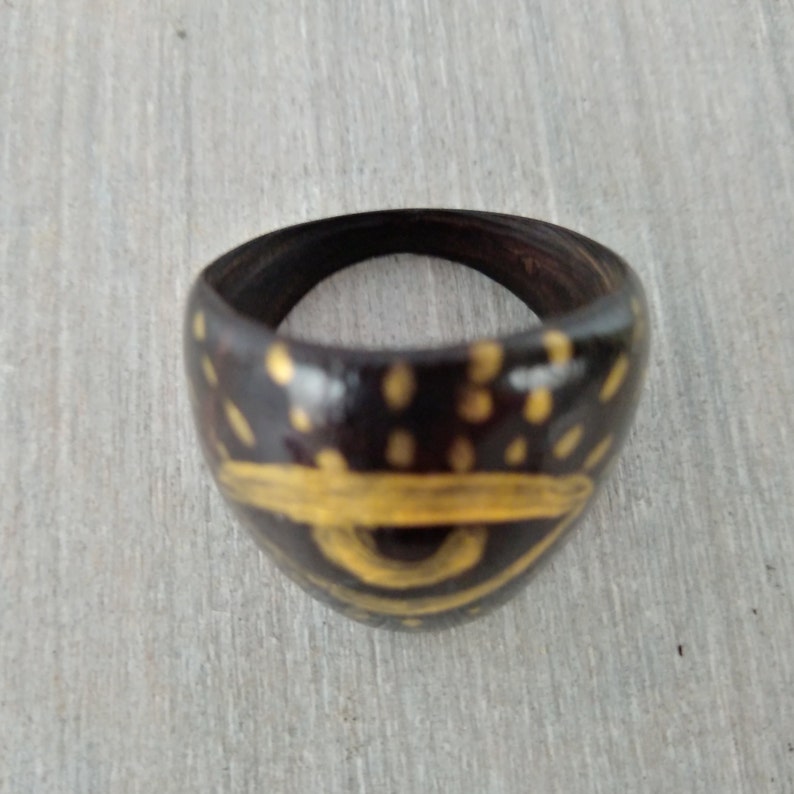 All seeing eye ring illuminated ring golden eye hand painted. tagua ring