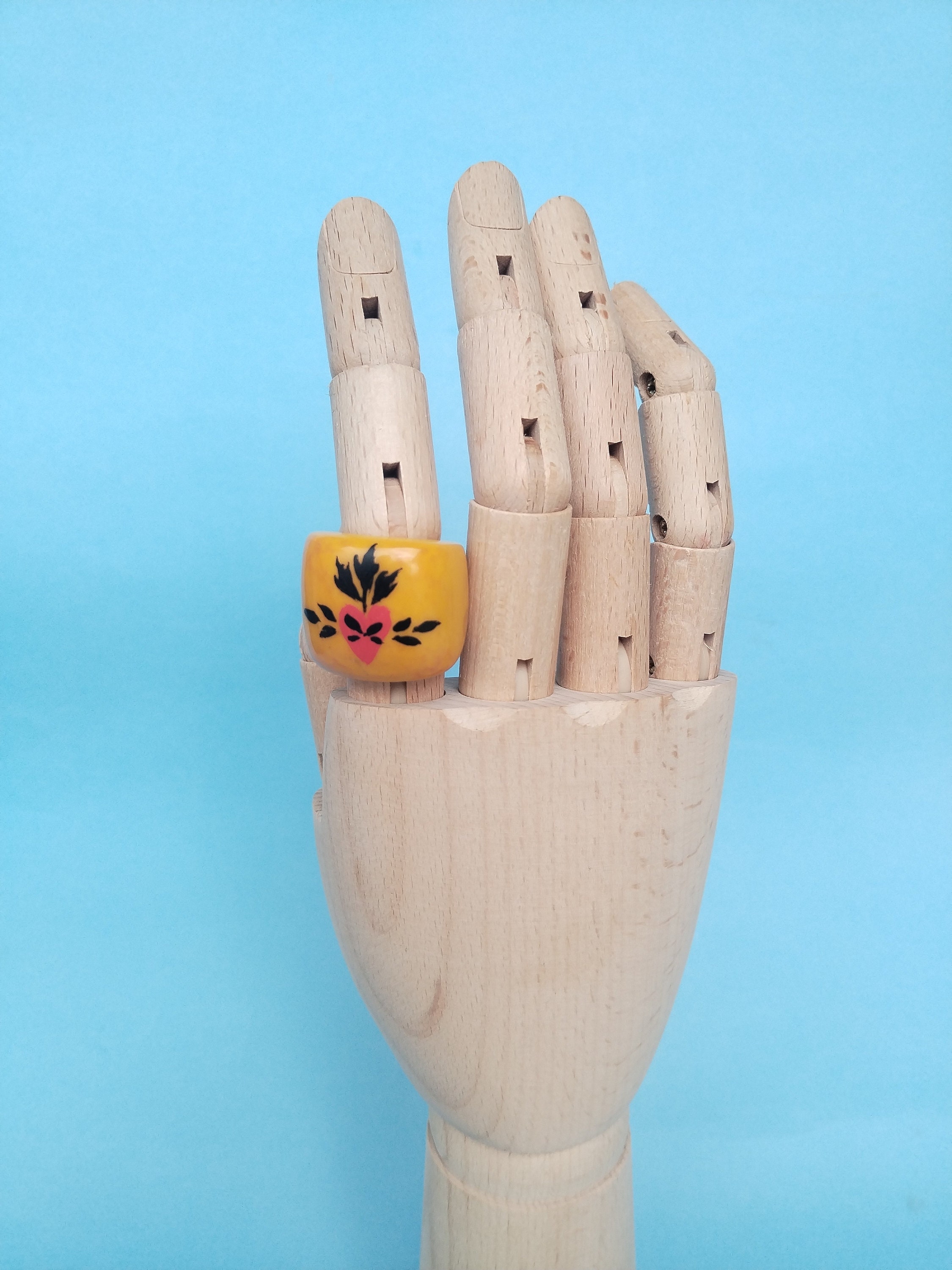 Hand Painted Ring, Sacred Heart - Etsy