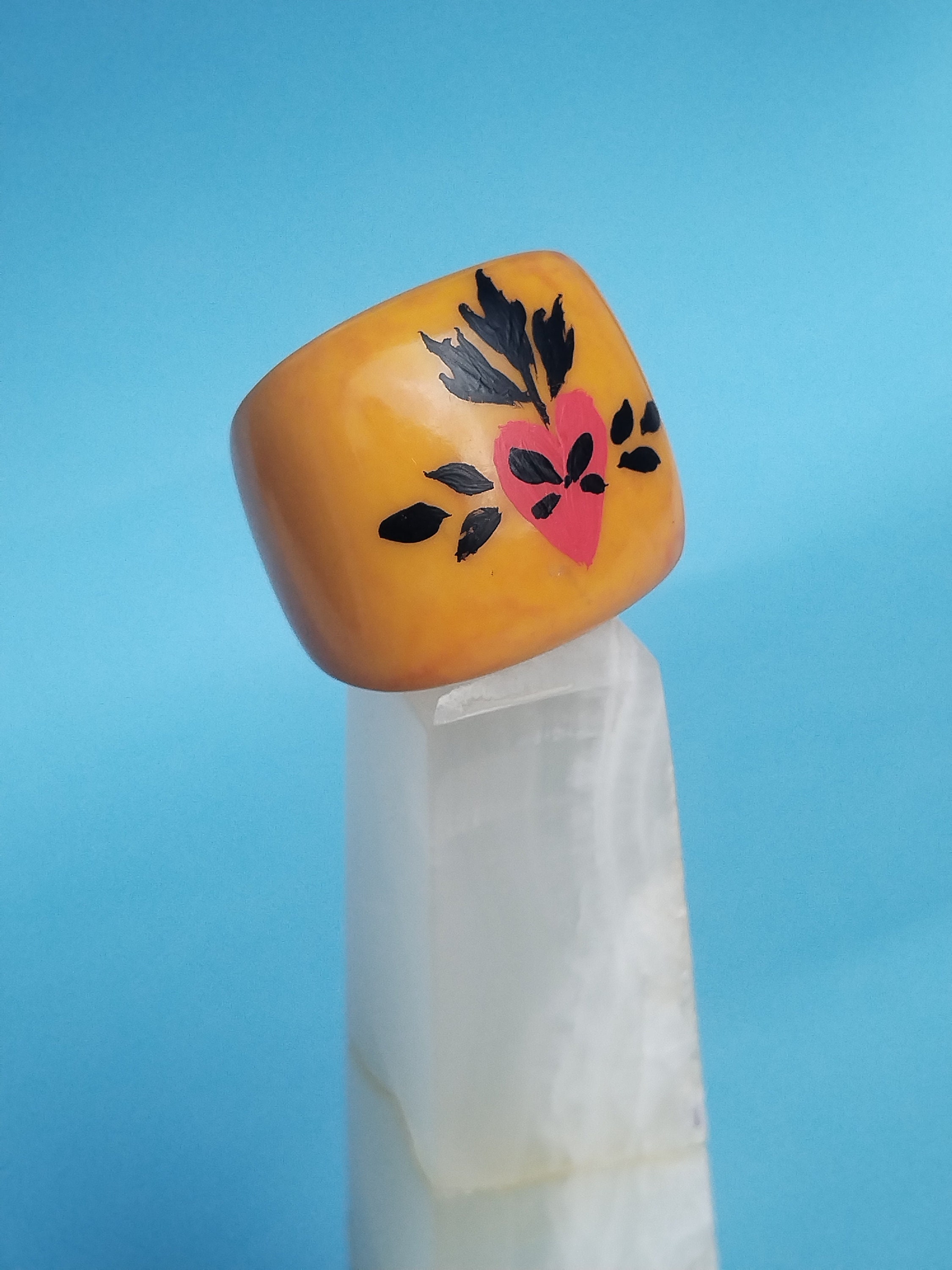 Hand Painted Ring, Sacred Heart - Etsy