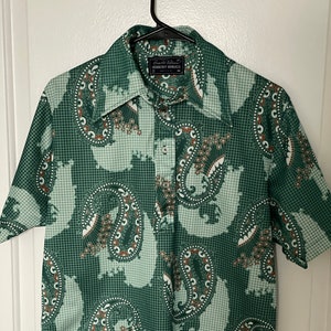 70s Arnold Palmer/Robert Bruce Green Paisley Gold Polo