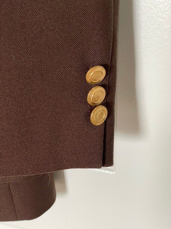 1970s Dark brown Sport coat with brass buttons by… - image 6