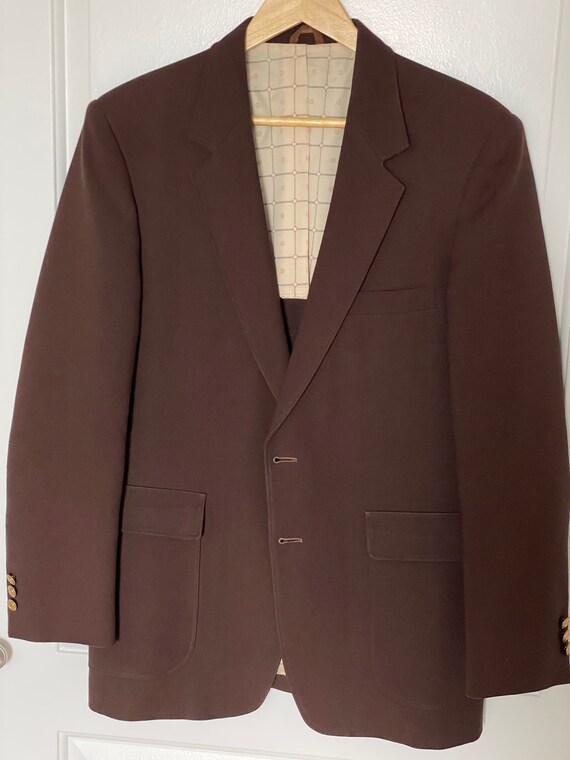 1970s Dark brown Sport coat with brass buttons by… - image 3