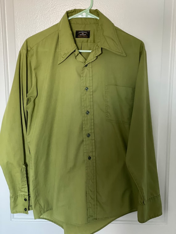 70s dark green long sleeve shirt by Towncraft
