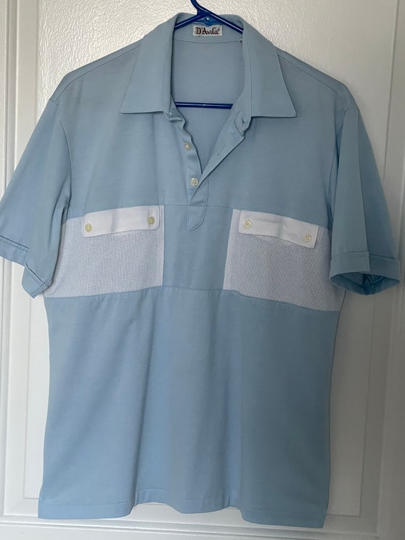1980s Light blue pullover sport shirt by D’Avila