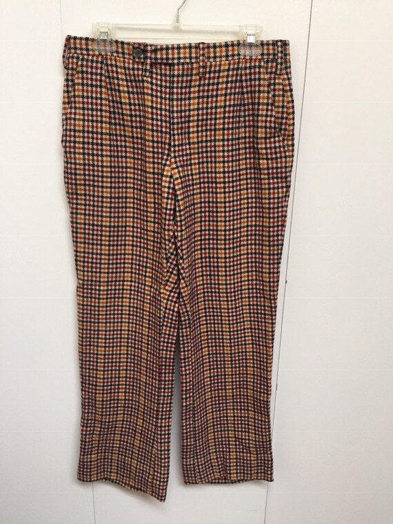 1970s Wool Plaid Flared Pants