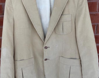 70s Men's Light Camel Corduroy Blazer