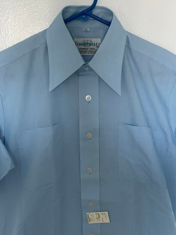 70s DEAD STOCK light blue shirt sleeve shirt by C… - image 2