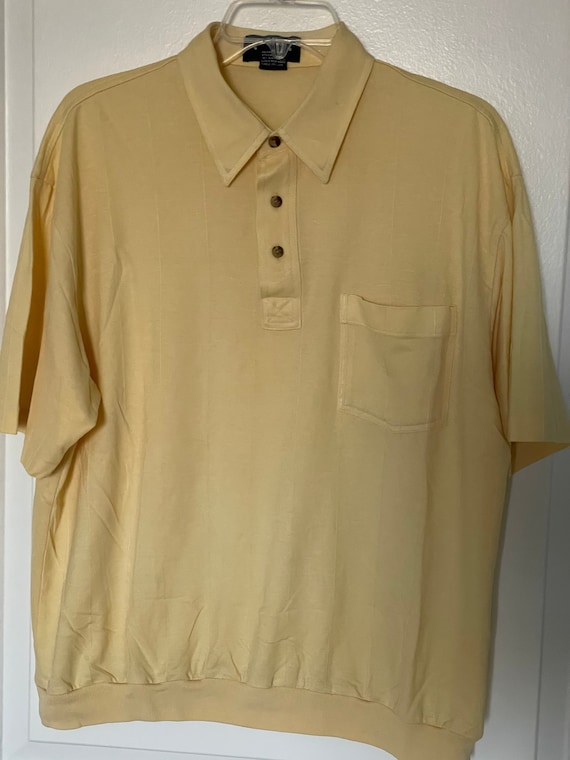 80s pale yellow mens polo shirt by Oak Creek