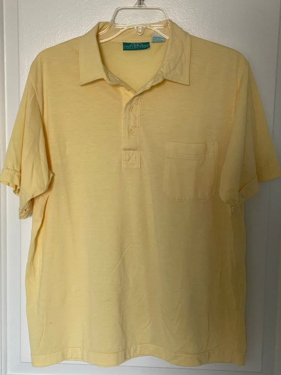 1980s yellow polo sport shirt by 615 Collection