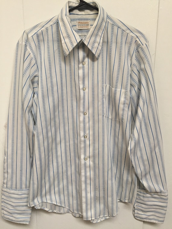 1970s Striped french collar dress shirt