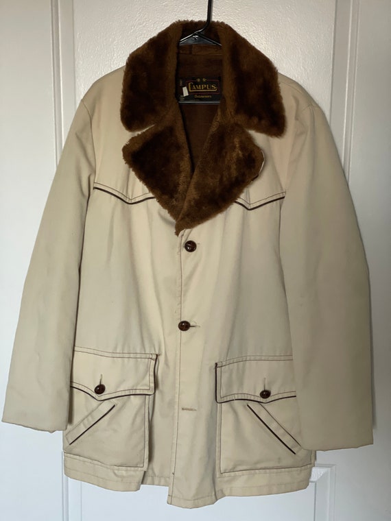 70s fake fur lined car coat by Campus - image 1