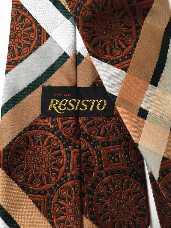 Vintage 1970s Resisto Mens Necktie - Red, White a… - image 3