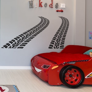 Curved Tire Tracks Wall Decal Car Nursery Decor - Boys Nursery Wall Decal Kids Room Decor - Playroom Wall Decals - Road Wall Decal Boys Room