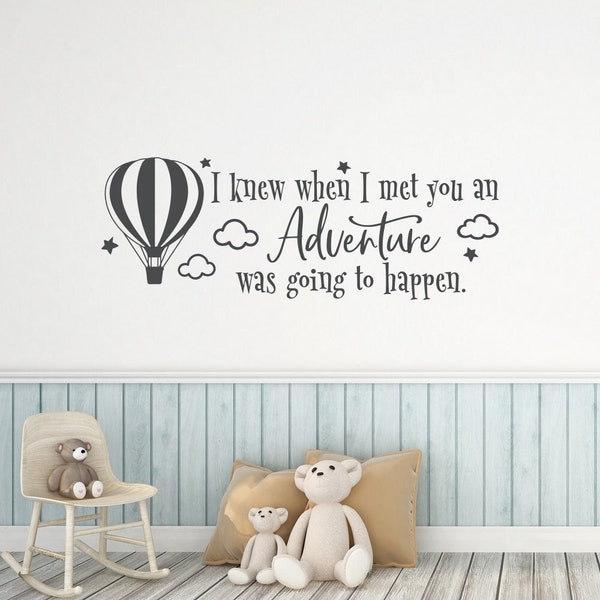 Nursery Decor, I Knew When I Met You An Adventure Wall Sayings for Nursery, Childrens Decals, Kids Room Decor, Nursery Wall Decal Quote 349